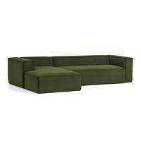 Kave Home Loungebank 'Blok' Rib, Links 330cm, kleur Donkergroen - thumbnail