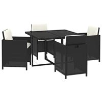 5-delige Tuinset met kussens poly rattan zwart - thumbnail