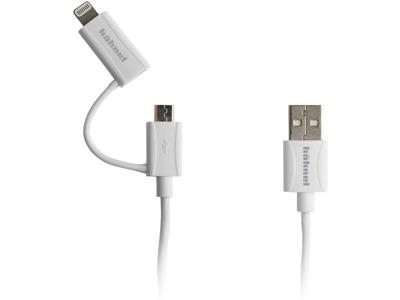 Hahnel 2-in-1 USB-oplaad- en synchronisatiekabel, micro-USB en Apple Lightning