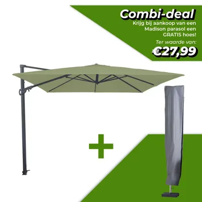 Grote Zweefparasol Monaco III Flex l300b300cm Sage Groen van Madison