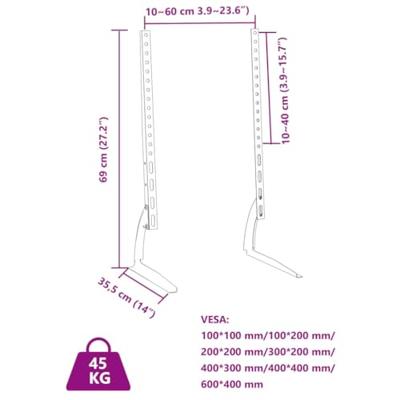 VidaXL Tv-standaards 2 st 37-75 inch scherm 45 kg max vesa 600x400 mm