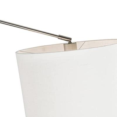 QAZQA Smart hanglamp staal met kap wit 35 cm incl. Wifi A60 - Blitz