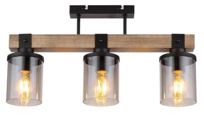 Globo 3-lichts plafondlampLila zwart met hout - 15555-3D