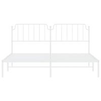 Bedframe met hoofdbord metaal wit 160x200 cm - thumbnail