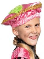 Pietbaret satijn roze met veer - thumbnail