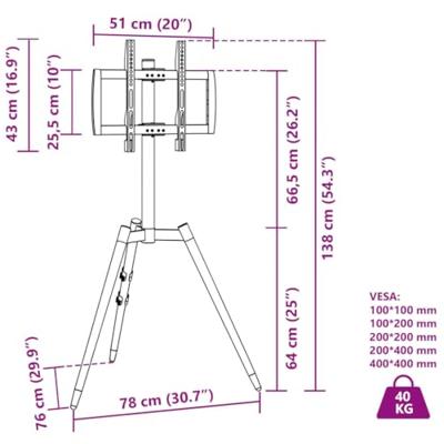 VidaXL Tv-statief 32-65 inch scherm 40 kg max vesa 400x400 mm