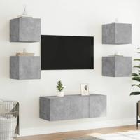 Tv-wandmeubel met LED-verlichting 30,5x35x30 cm betongrijs - thumbnail