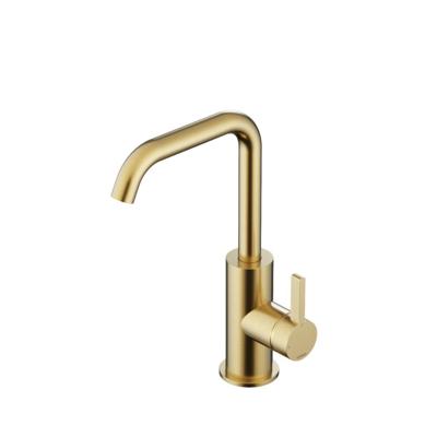 Hotbath Wastafelmengkraan Ace Met Draaibare Uitloop Gebogen 24 cm Geborsteld Messing PVD