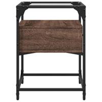 Nachtkastje 40x40x55 cm bewerkt hout bruin eikenkleur - thumbnail