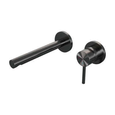 Gunmetal Edition inbouw wastafelmengkraan, rechte uitloop, rozetten model A1 (gunmetal geborsteld PVD)