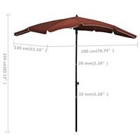 Parasol met paal 200x130 cm terracottakleurig - thumbnail