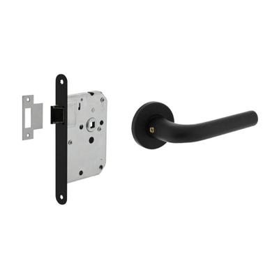 Intersteel Deurbeslag set loopslot zwart met deurklink Eucla met rozet zwart