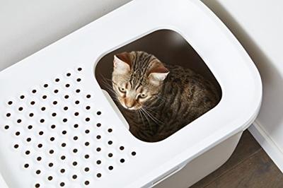 SAVIC HOP Koffiebruin met Witte Deksel - Kattenbak - 58,5x39x39,5 cm - 1 st.