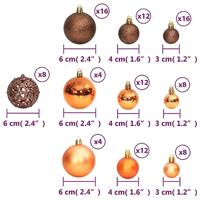 VidaXL Kerstballen 100 st 3/4/6 cm bruin - thumbnail