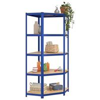 Hoekrek 5-laags staal en bewerkt hout blauw - thumbnail