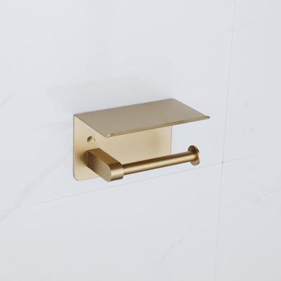 Fortifura Calvi - toiletrolhouder - met plateau - Geborsteld Messing PVD (Goud) SW1183053