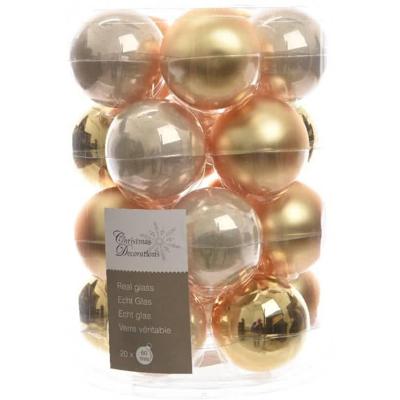 Kerstbal glas d6 cm parel/goud 20st kerst Decoris - Decoris