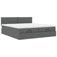Ottoman bed met matrassen 200x200cm stof donkergrijs - thumbnail