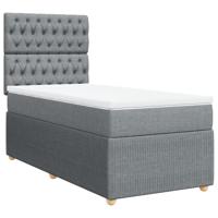 Boxspring met matras stof lichtgrijs 120x190 cm - thumbnail