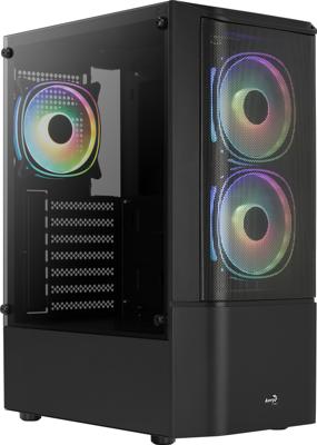 Aerocool quantum mesh v3 midi tower behuizing (zwart/grijs | 3x usb-a | rgb | window)