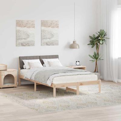 Bedframe Bruin en taupe 120 x 190 cm Massief grenenhout