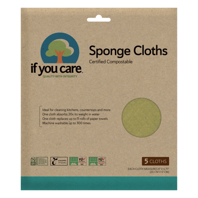 If You Care Sponsdoekjes - 5st ongebleekt en composteerbaar