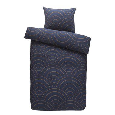 Dekbedovertrek Sendai grafisch - blauw/caramel - 140x200/220 cm