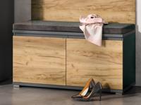 Halbank LIVINGSTONE 2 deuren antraciet/eik navarra met kussen - thumbnail