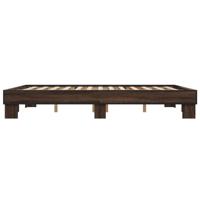 Bedframe bewerkt hout metaal bruin eikenkleur 150x200 cm - thumbnail