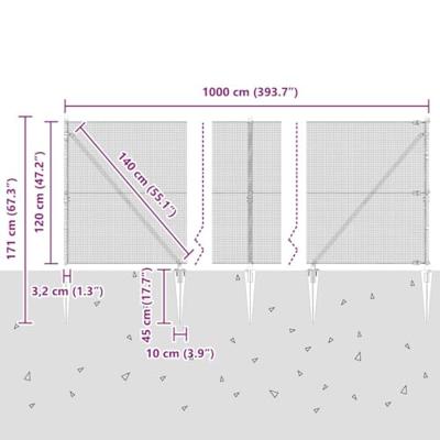 VidaXL Afrasteringspaal groen 10 x 1,2 m (12 x 12 mm gaas) VidaXL Afrasteringspaal groen 10 x 1,2 m (12 x 12 mm gaas)