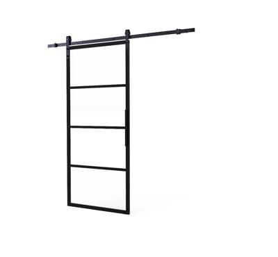 Intersteel DIY-schuifdeur Cubo zwart incl. transparant glas 980x2350x28mm + zwart ophangsysteem Basic