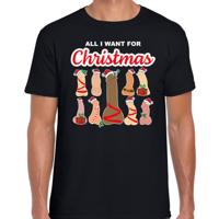 All I want for Christmas / piemels fout Kerst t-shirt zwart voor heren M  - - thumbnail