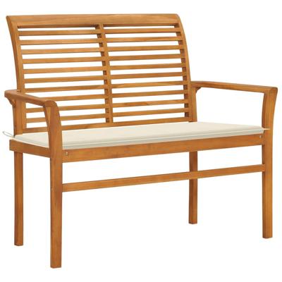 VidaXL Tuinbank met crèmekleurig kussen 112 cm massief teakhout