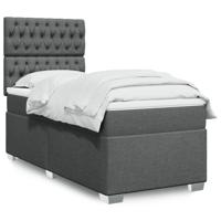 Boxspring met matras stof donkergrijs 90x200 cm - thumbnail