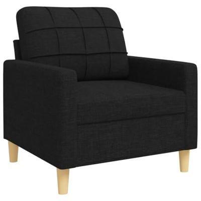 3-delige Loungeset met sierkussens stof zwart