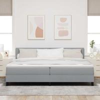 boxspringbed met matras en LED lichtgrijs 200x200 cm stof - thumbnail