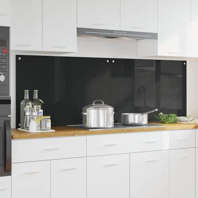 VidaXL Keuken achterwand 2 pcs zwart 90 x 60 cm gehard glas VidaXL Keuken achterwand 2 pcs zwart 90 x 60 cm gehard glas