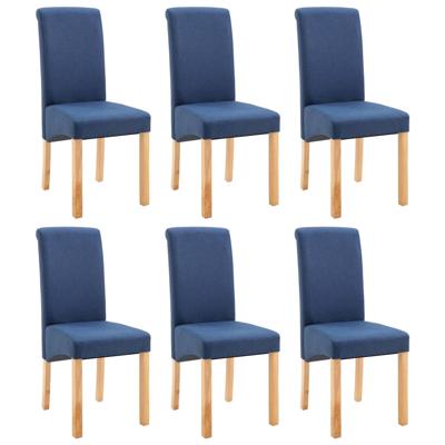 vidaXL Eetkamerstoelen 6 st stof blauw