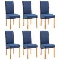 vidaXL Eetkamerstoelen 6 st stof blauw - thumbnail