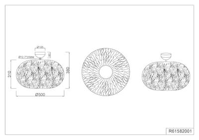 Trio Stoffen plafondlampFurry crème Ø 50cm - R61582001