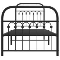 Bedframe met hoofd- en voeteneinde metaal zwart 80x200 cm - thumbnail