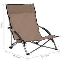 Strandstoelen 2 st inklapbaar stof taupe - thumbnail
