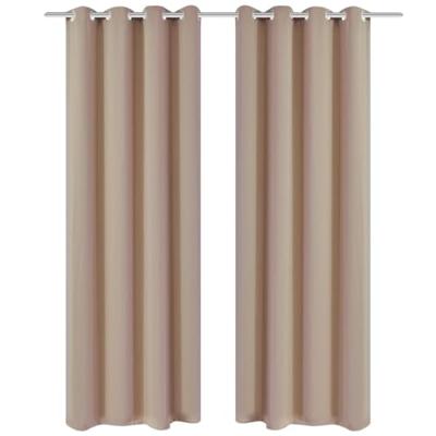 VidaXL Gordijnen met metalen ringen verduisterend 135x175 crème 2 st