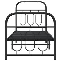 Bedframe met hoofd- en voeteneinde metaal zwart 75x190 cm - thumbnail