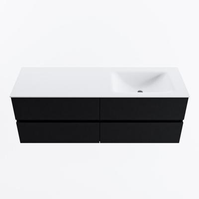 MONDIAZ VICA 140cm badmeubel onderkast Urban 4 lades. Wastafel CLOUD rechts zonder kraangat, kleur Talc.