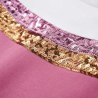 Kindertrui met strepen van pailletten 128 frambozenkleurig - thumbnail