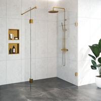 Inloopdouche Compleet Just Creating Profielloos 130/40 cm Draaibaar Goud Sanitop - thumbnail