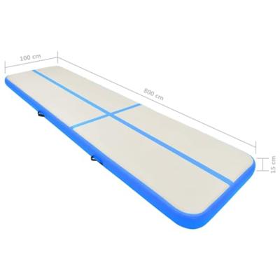 VidaXL Gymnastiekmat met pomp opblaasbaar 800x100x15 cm pvc blauw