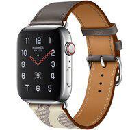 Leren bandje met print - Bruin - Geschikt voor Apple Watch 38mm / 40mm / 41mm / 42mm - thumbnail