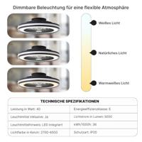 Brilliant G99280/06 Palmero LED-plafondlamp met ventilator LED-module 40 W Zwart - thumbnail